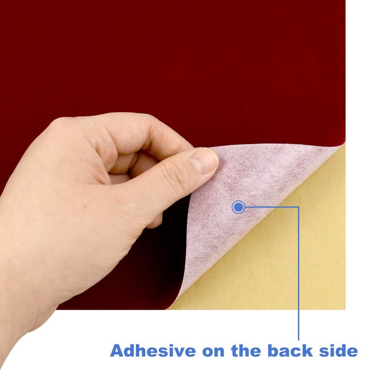 Thyores 15PCS Red Velvet Fabric Sticky Back Adhesive Back Sheets, Self-Adhesive Velvet Fabric for Jewelry Drawer Craft and Craft Making (8.3" x 11.8") A4 Sheet - Image 4